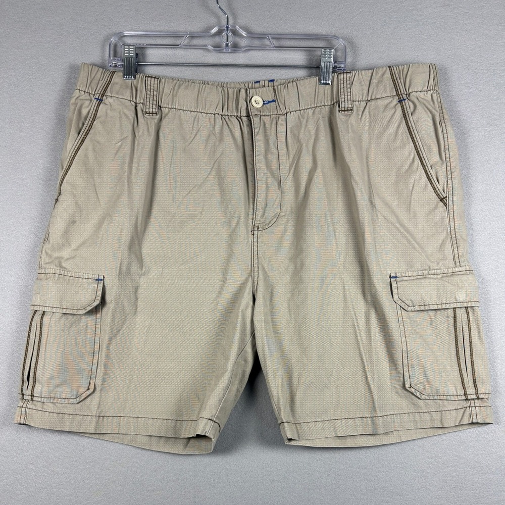 Tommy Bahama Relax Cargo Shorts Elastic Waist Drawstring Khaki Tan 42 Mens